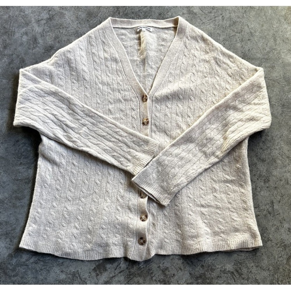 Reformation Giusta Oversized Cashmere Cardigan Beige Buttons - Picture 4 of 11